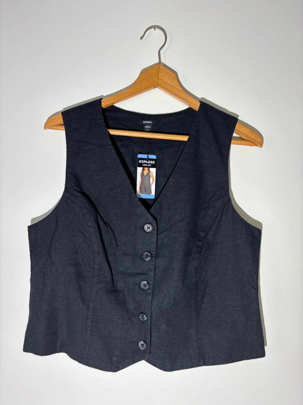 Express linen Black Button-Down Vest